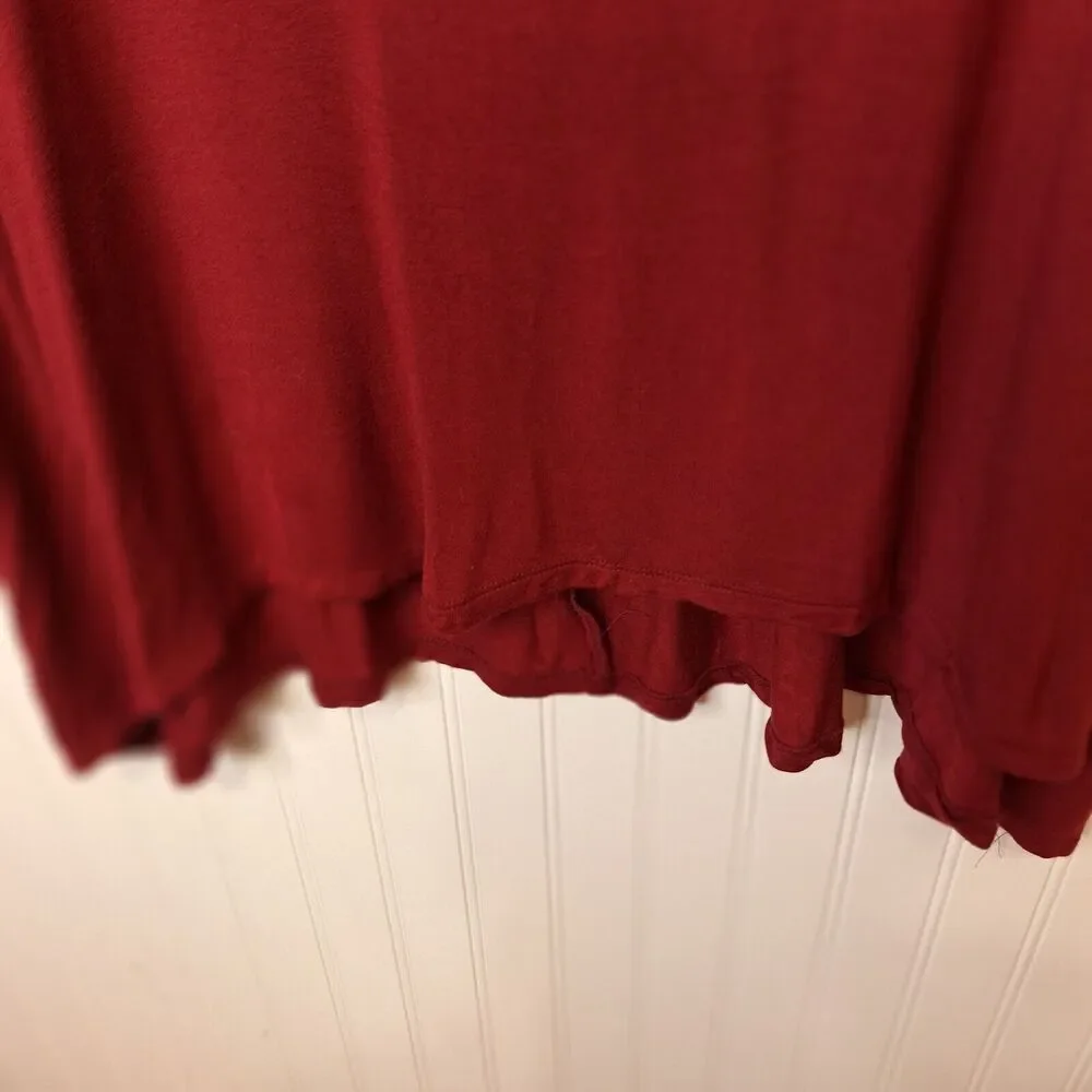 Flirty Pink‎ Womens 4X Pullover Knit Stretch Tunic Top Deep Red 3/4 Sleeve Comfy